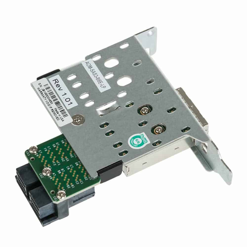 (image for) Supermicro AOM-SAS3-8I8E-LP 8-port Mini SAS HD Int-to-Ext Cable Adapter W/LP Bracket